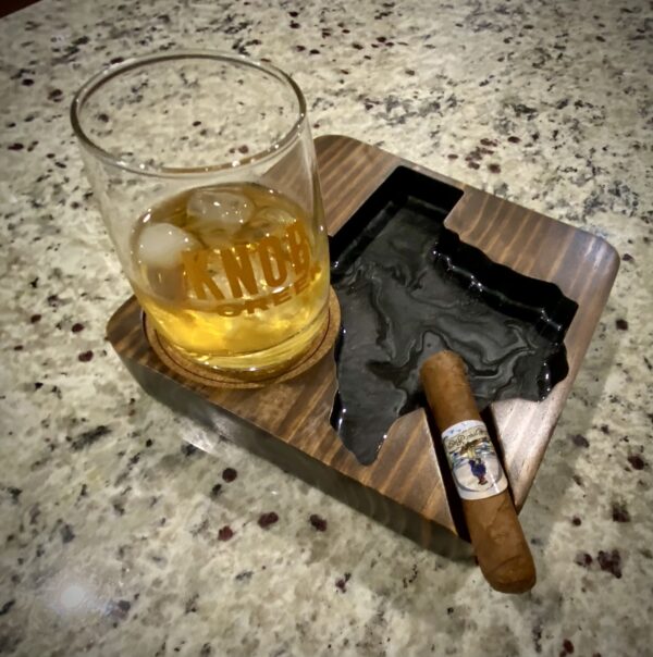 Stylish Cigar Ashtray with Bourbon Holder - Image 4